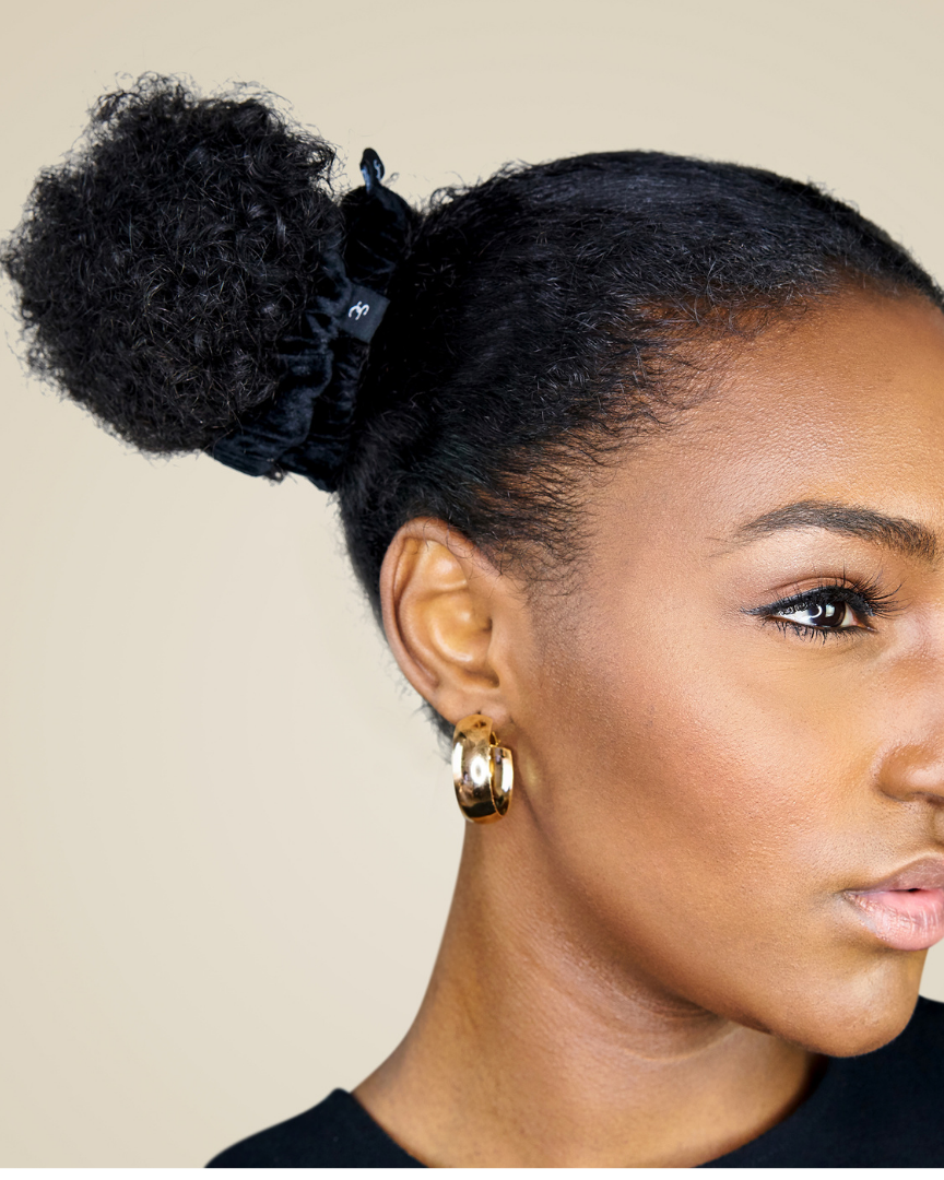 Velvet Black Adjustable Scrunchies (3 Pack)