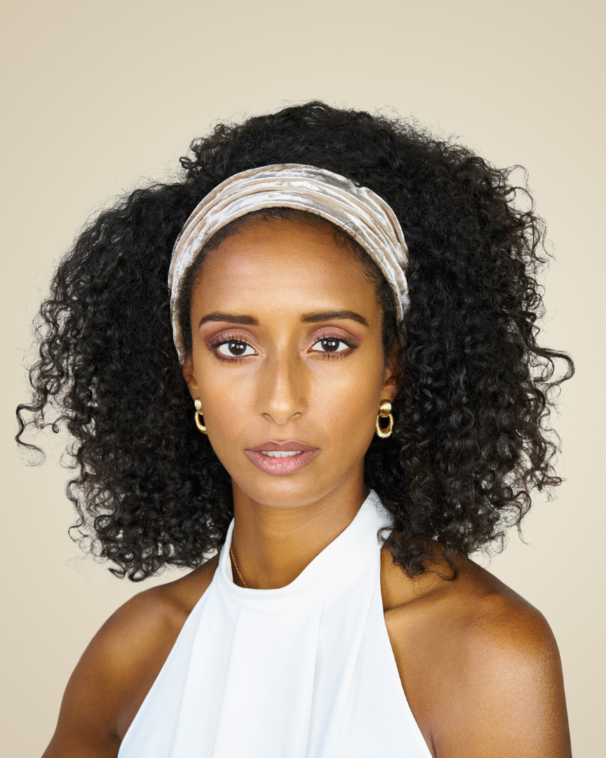 Cream Velvet Adjustable Headband