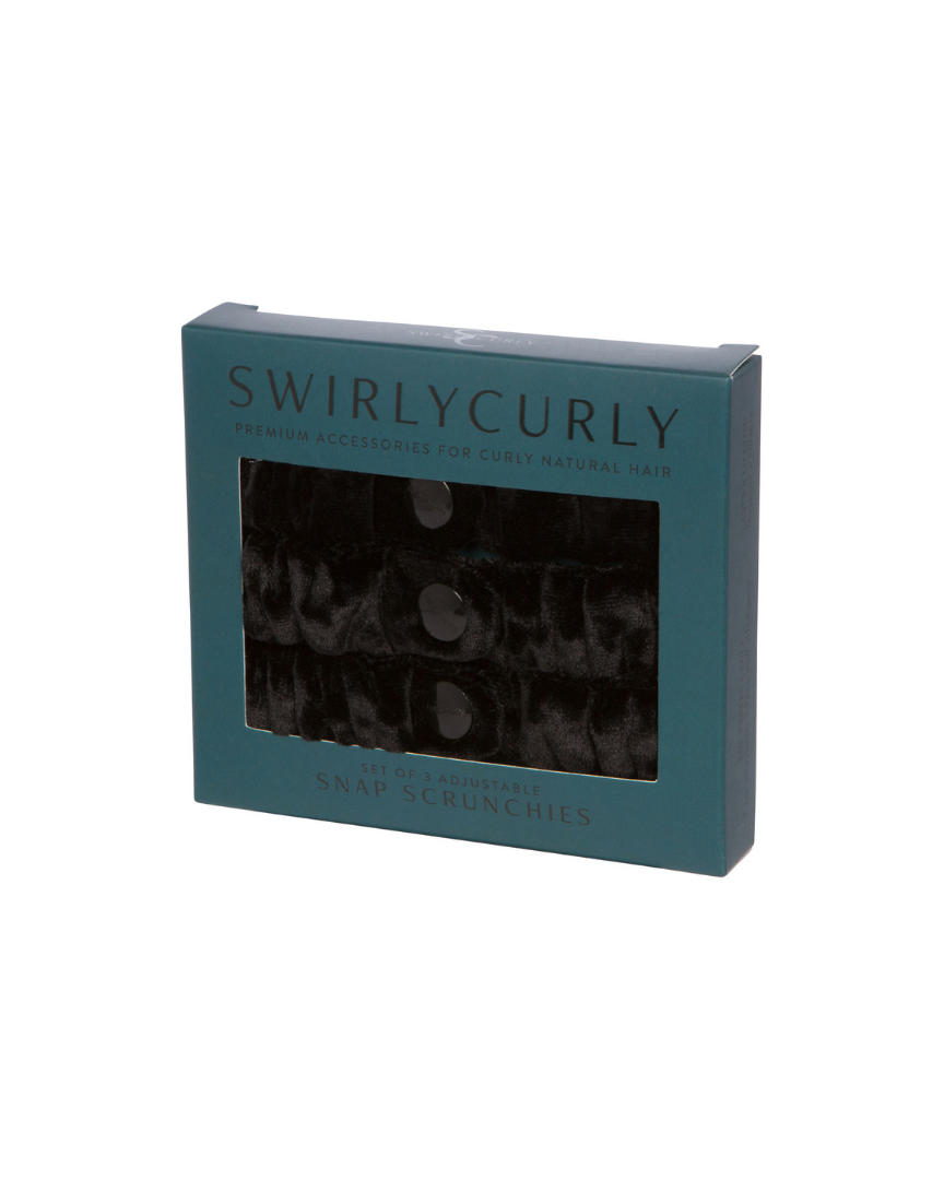 Velvet Black Adjustable Scrunchies (3 Pack)